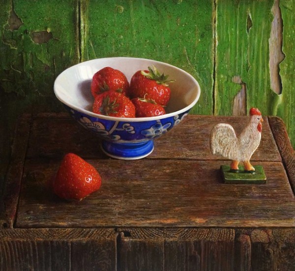 Strawberries and rooster