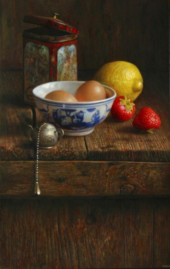 Composition with bowl of eggs