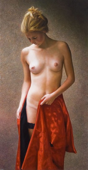 Nude draped in red