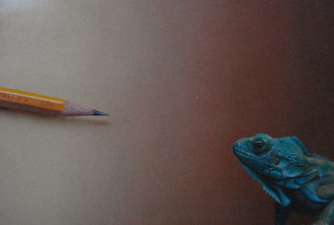 Pencil meets  lizard 