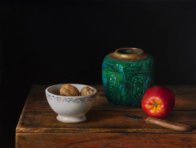 Ginger jar and apple