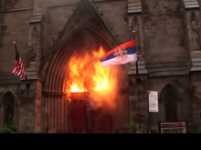 Filmed from the beginning: Serbian Cathedral St. Sava, NYC, burns down.