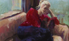 Vrouw op bank (schets)